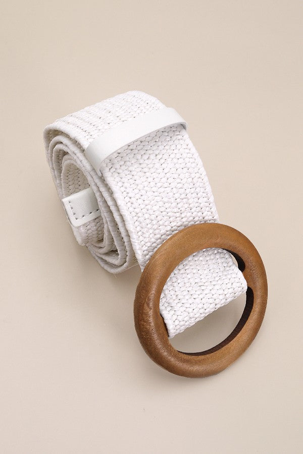 Woven White Stretch Belt