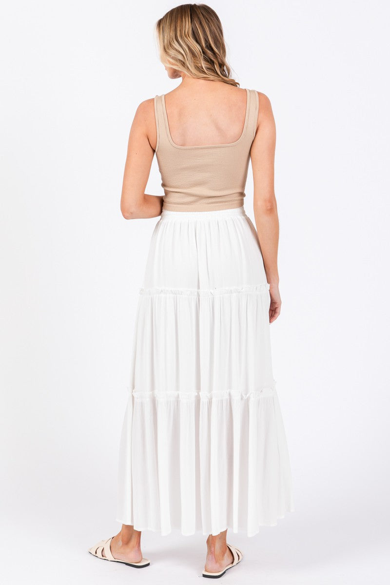 Ivory Tiered Maxi Skirt