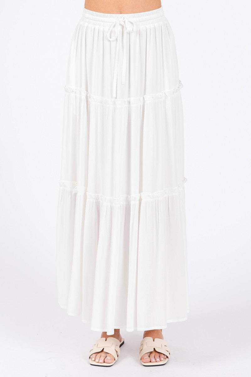 Ivory Tiered Maxi Skirt