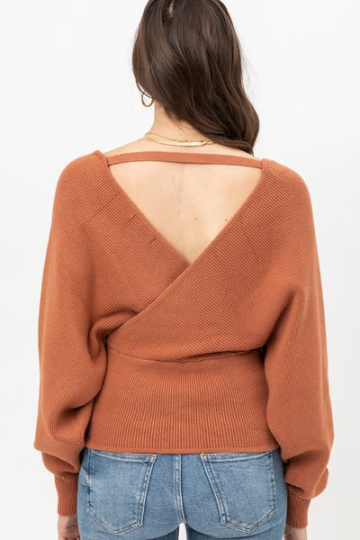 Terracotta Wrap Sweater