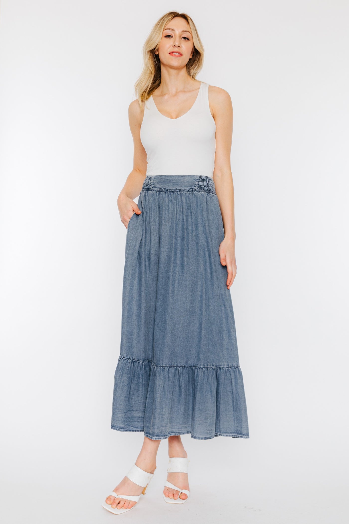 Tencel Denim Midi Skirt