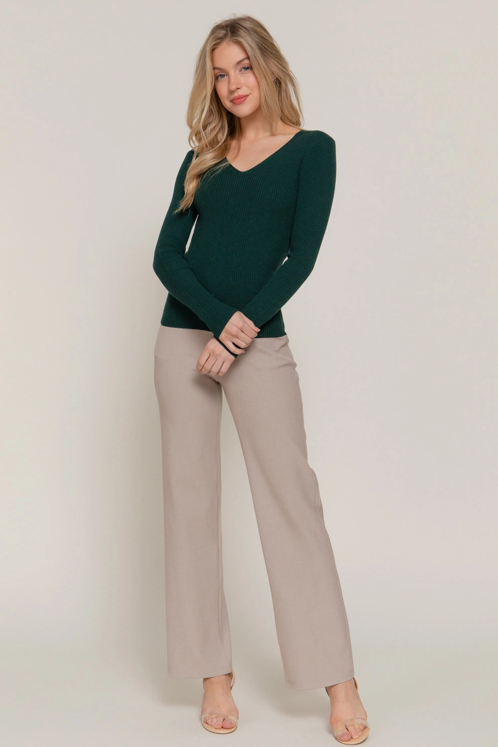 Hunter Green Ribbed Long Sleeve