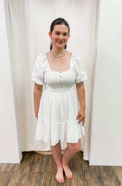 Little White Button Dress