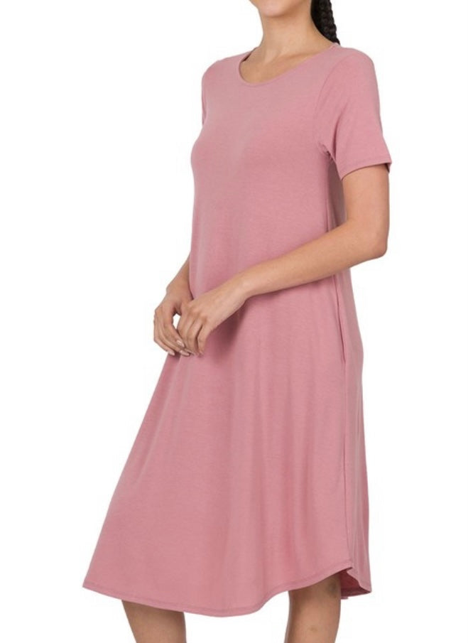 Rose Cozy Stretchy Midi Dress