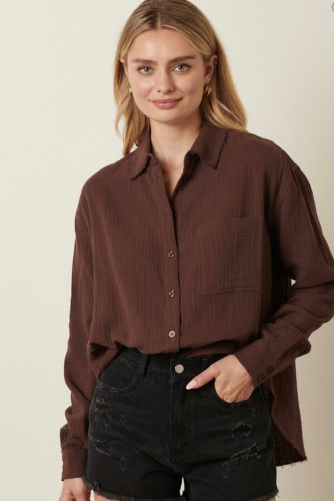 Chocolate Button Down Long Sleeve