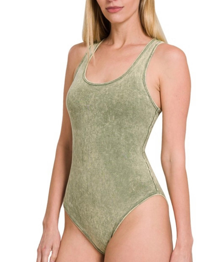 Olive washed out bodysuit
