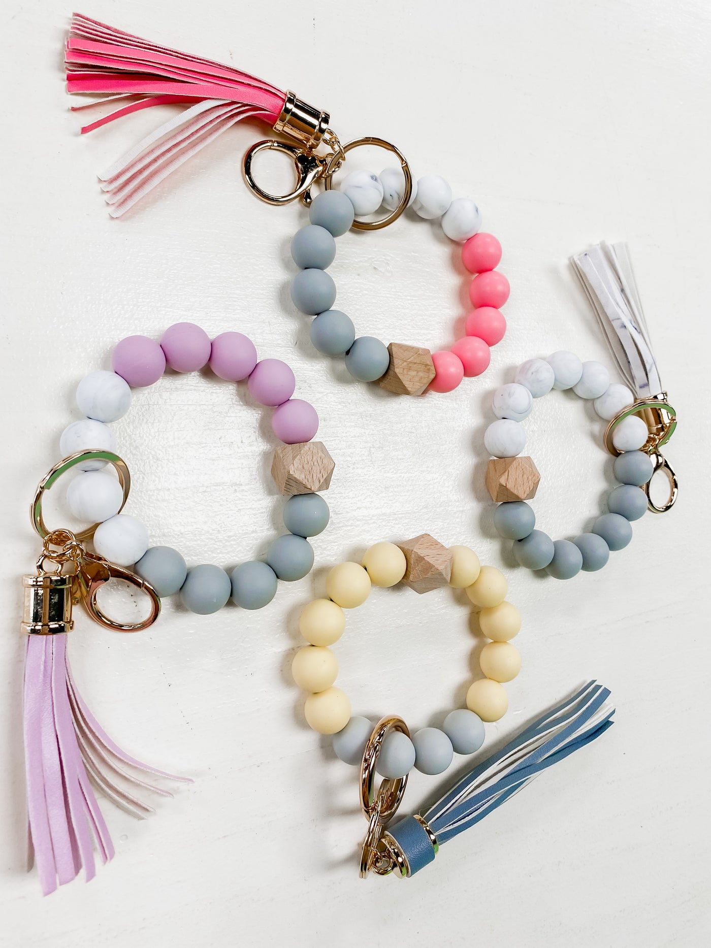 Silicone Marble Beaded Keychain