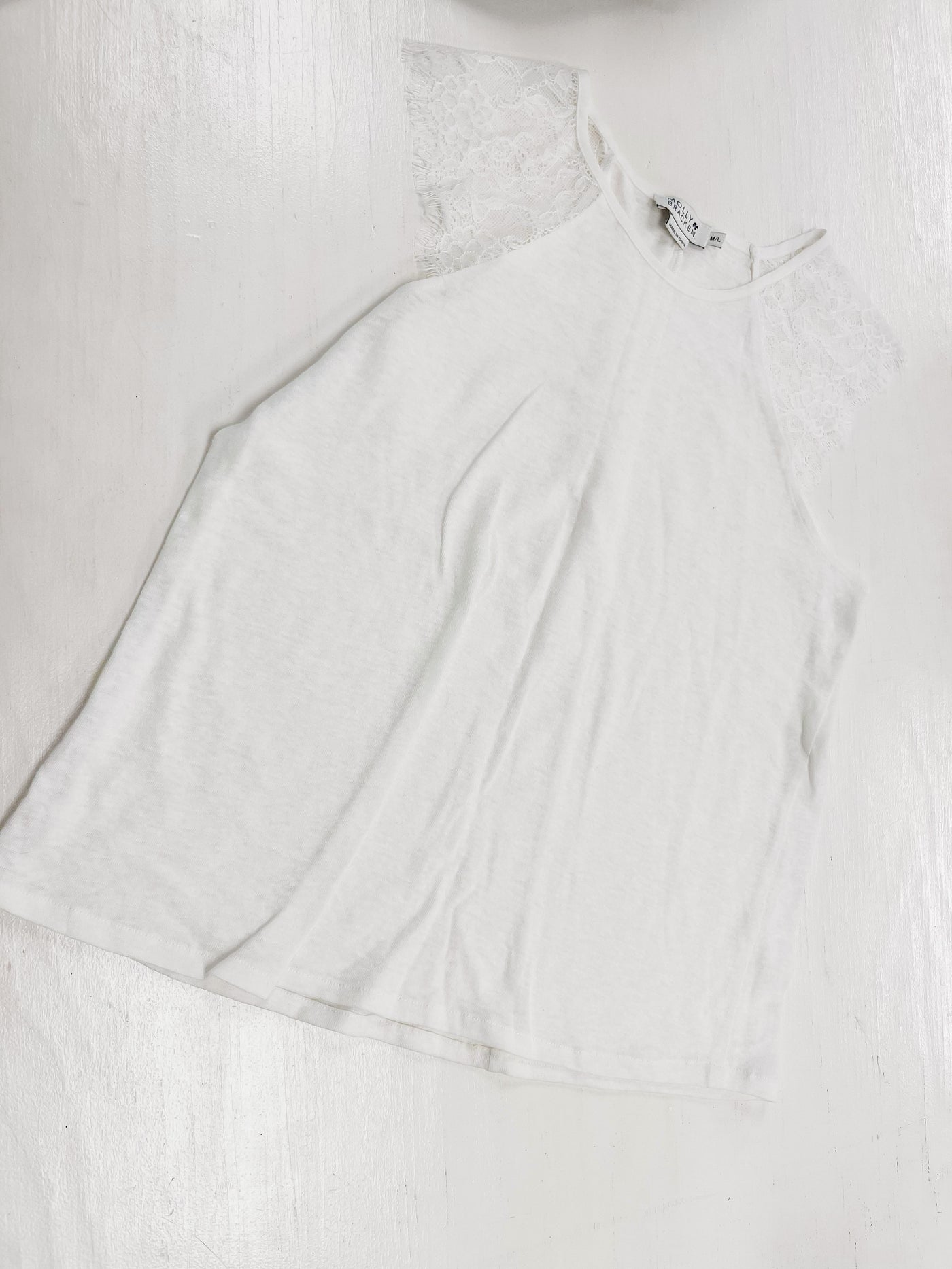 Linen Lace White Tee