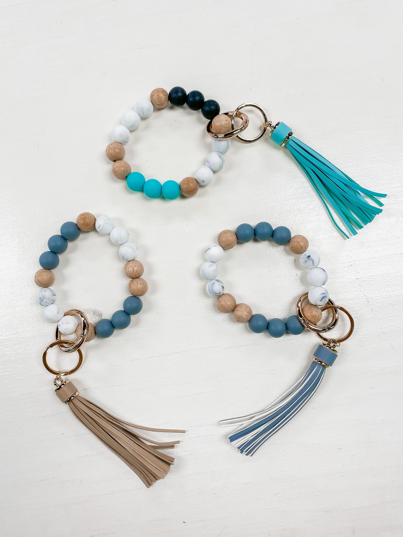 Wooden & Silicone Beaded Keychain