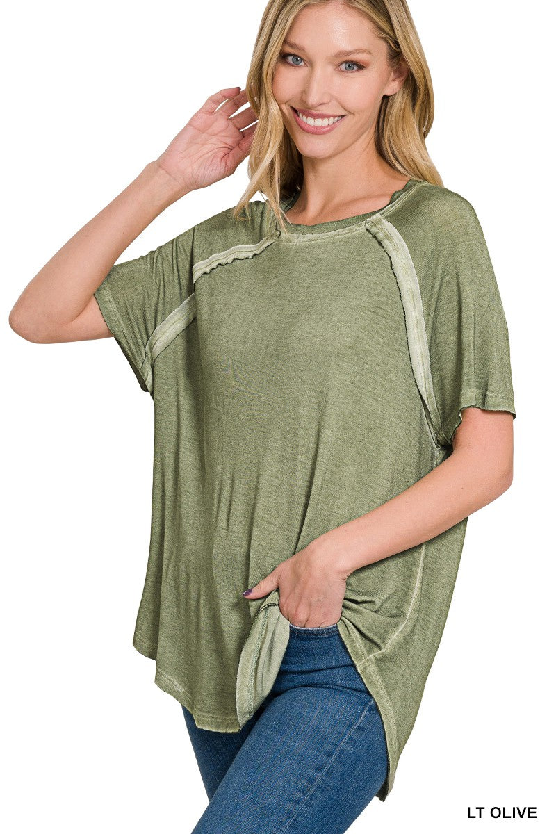 Olive Light Wash Tee