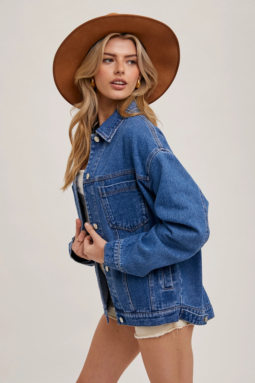 Denim Oversized Button Down Jacket