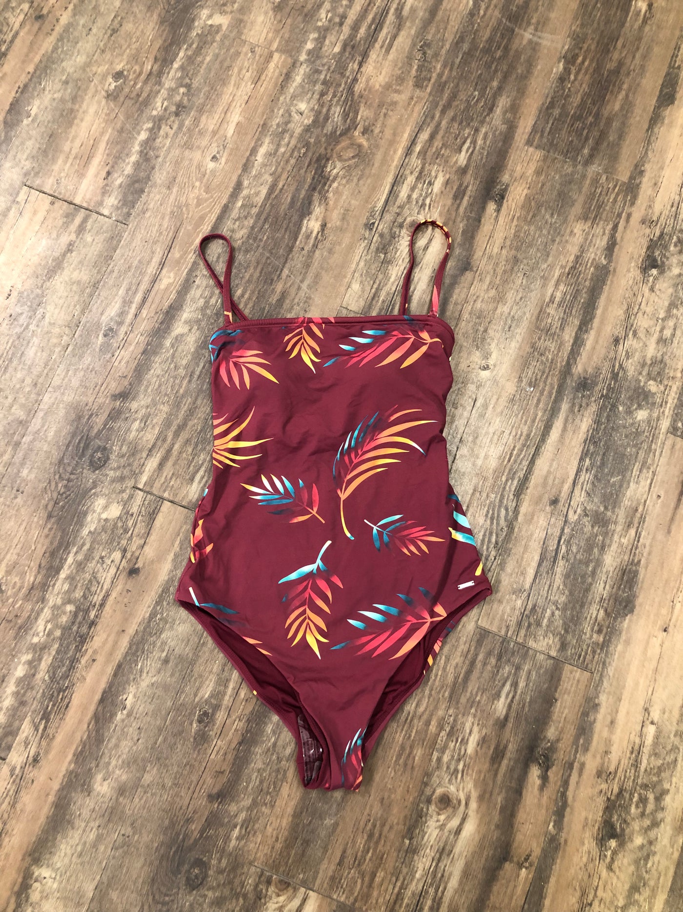 Burgundy tropical swimsuit